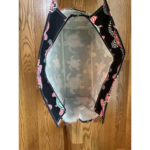 Turtle Tote Bag by N. Gil Large Black Water Resistant Top Zip, pockets Intial J - Picture 7 of 15